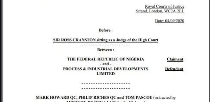 Nigeria Secures Landmark victory in P$ID Judgment Overturn by Raphael Bichene