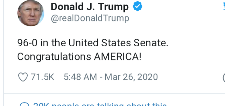 Senate OKs $2T Coronavirus Stimulus Package in Unanimous Vote by Jessy Samuel Ejah