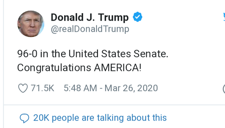 Senate OKs $2T Coronavirus Stimulus Package in Unanimous Vote by Jessy Samuel Ejah