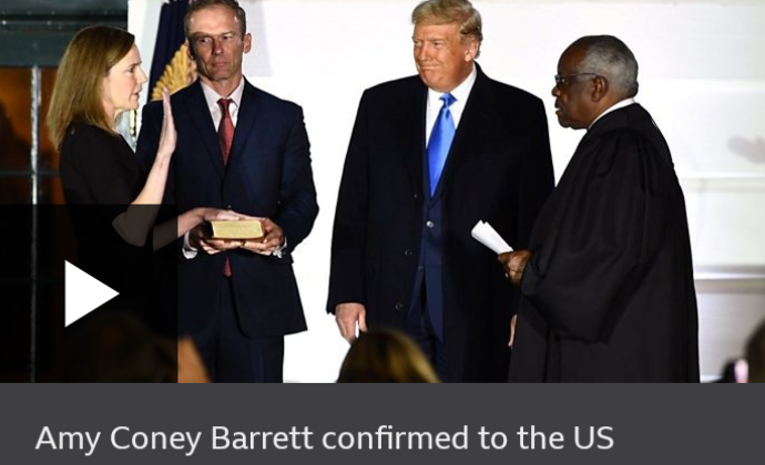 Judge Amy Barrett Confirmed to Supreme Court By Raphael Bichene